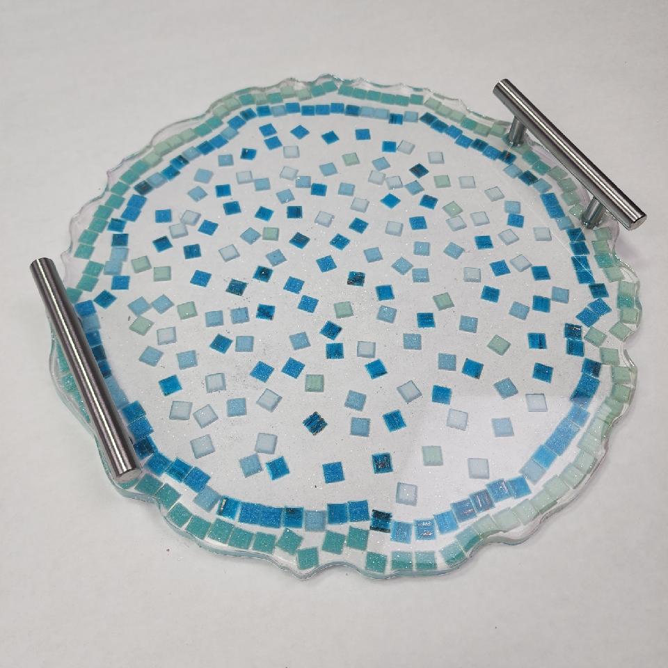 13" Round Silicone Tray Mold with Agate Edges