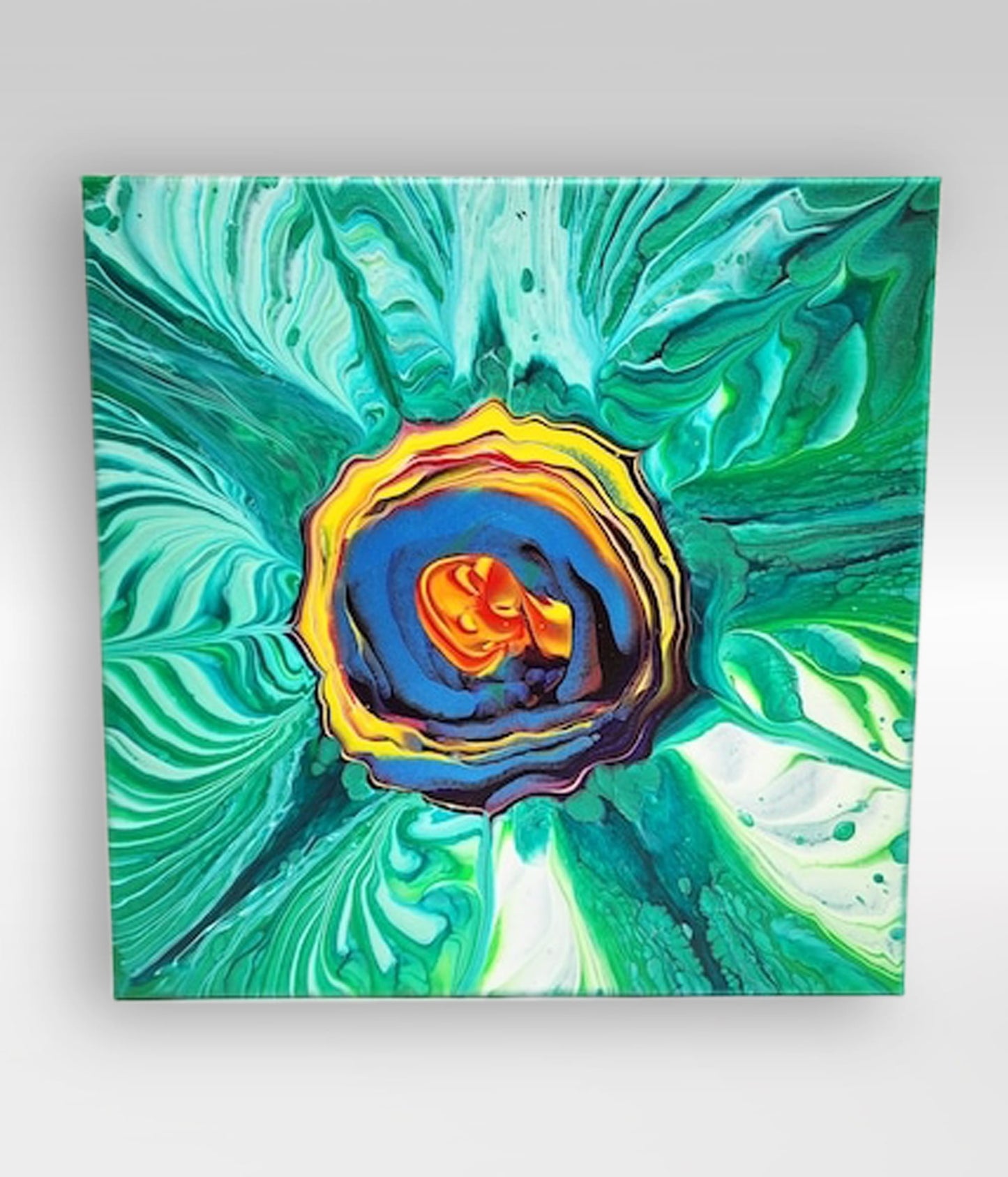 Badge Of Honor – 12 x 12 Acrylic Pour Painting On Canvas
