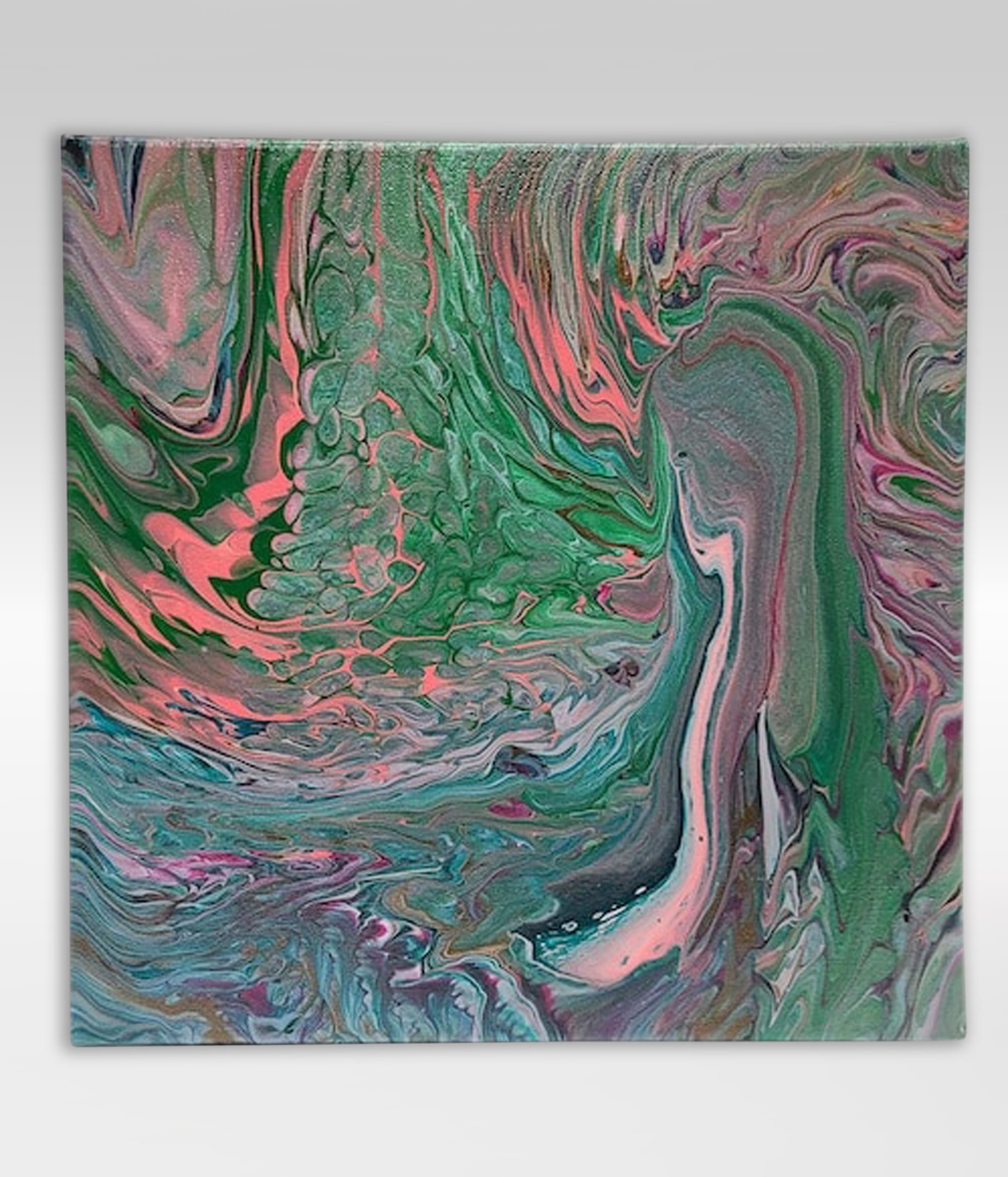 Denver 12 x 12 Acrylic Pour Painting On Canvas Mixed Media Girl