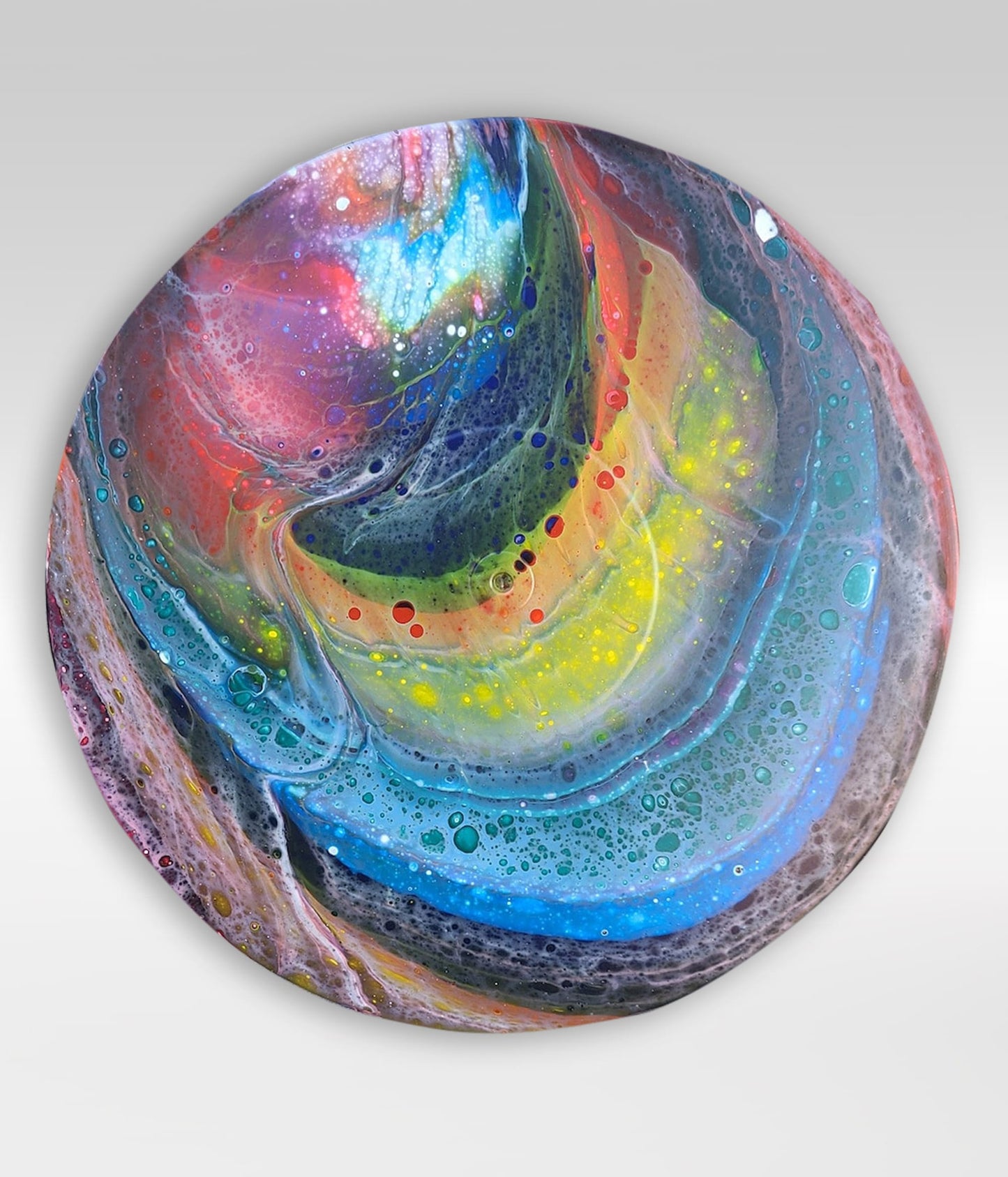 Galactic Swimmer – 12 x 12 Acrylic Pour Painting On Vinyl Record