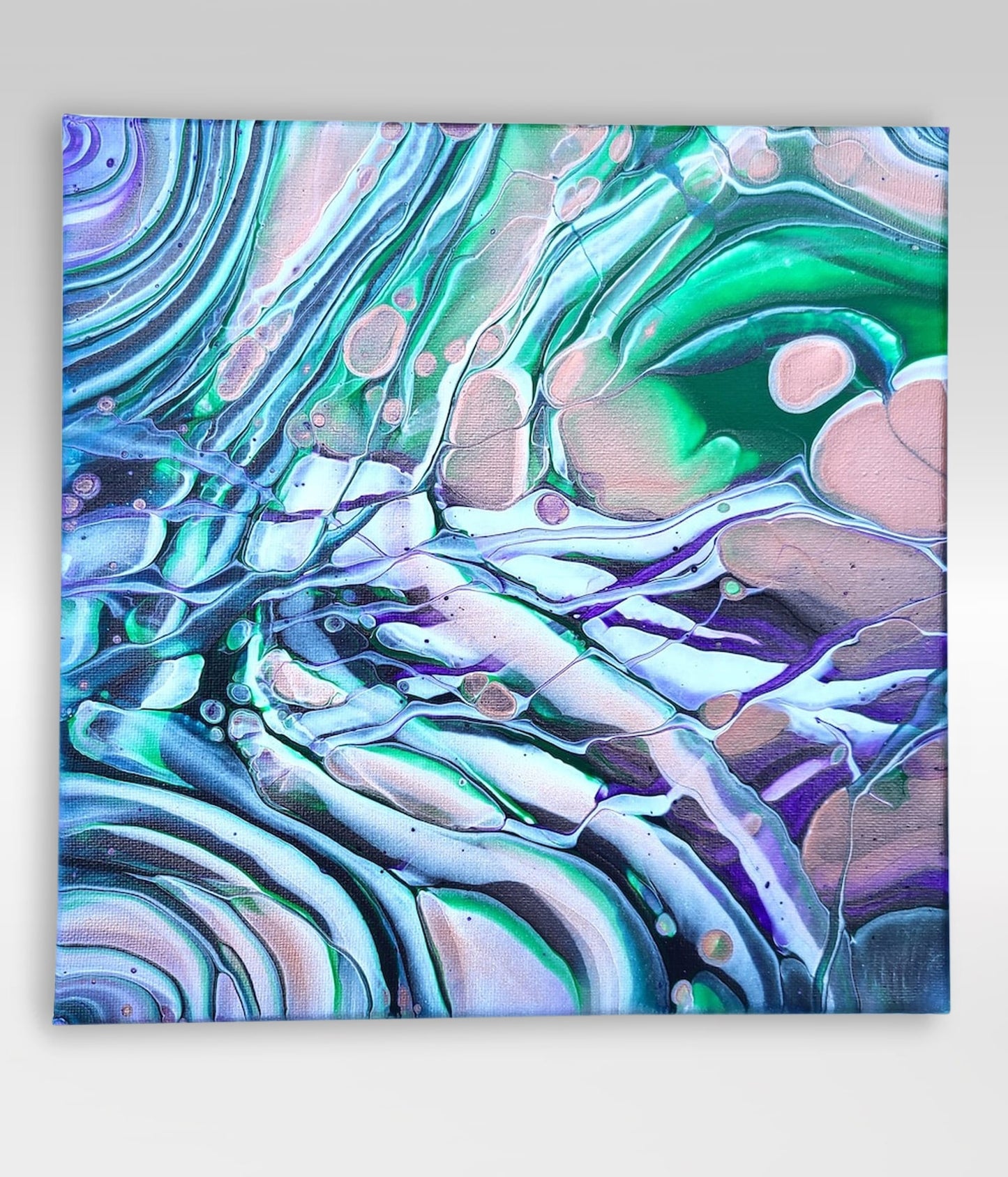 Glass Lizard – 10 x 10 Acrylic Pour Painting On Canvas