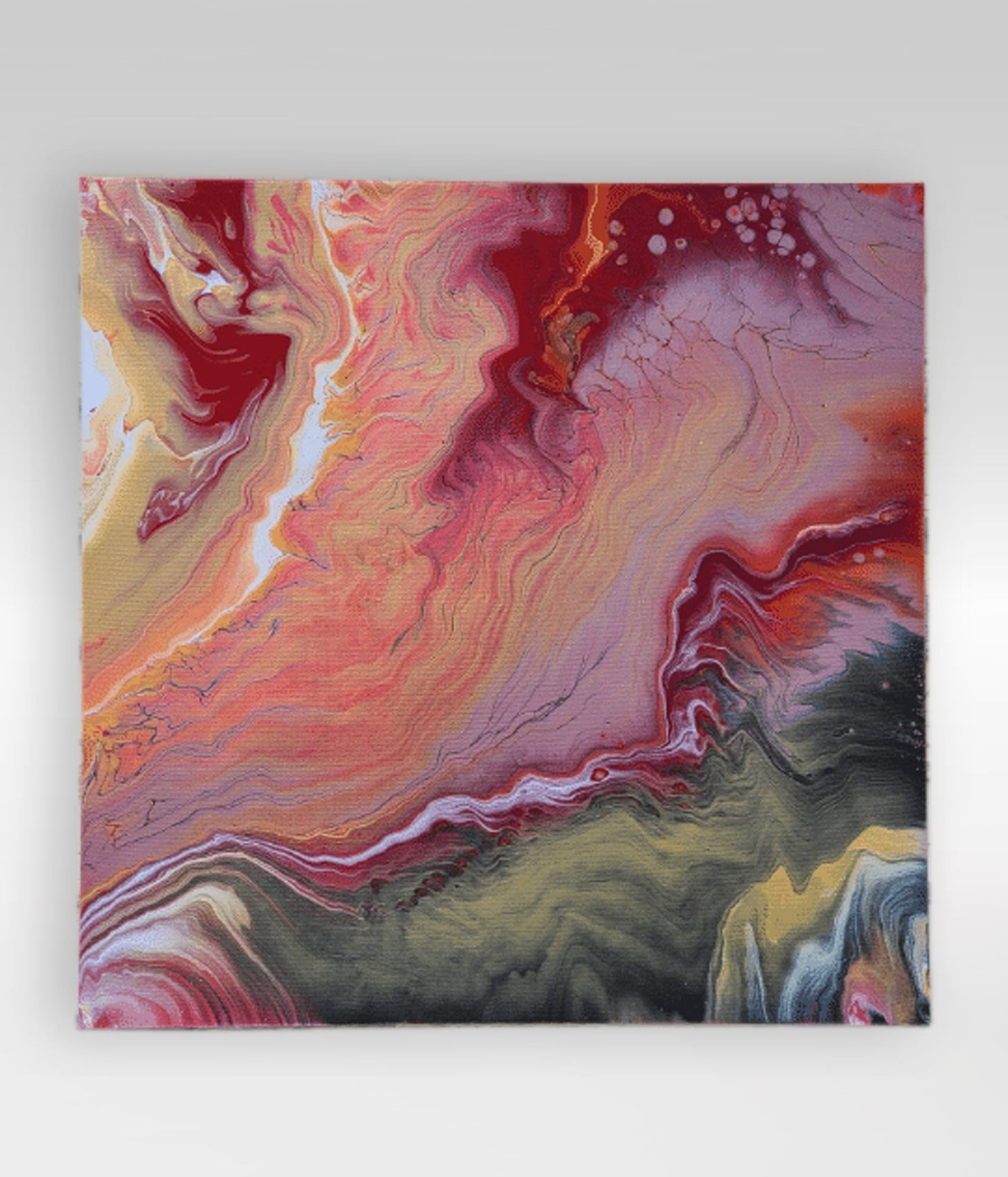 Gold Lightning – 20 x 20 Acrylic Pour Painting On Canvas
