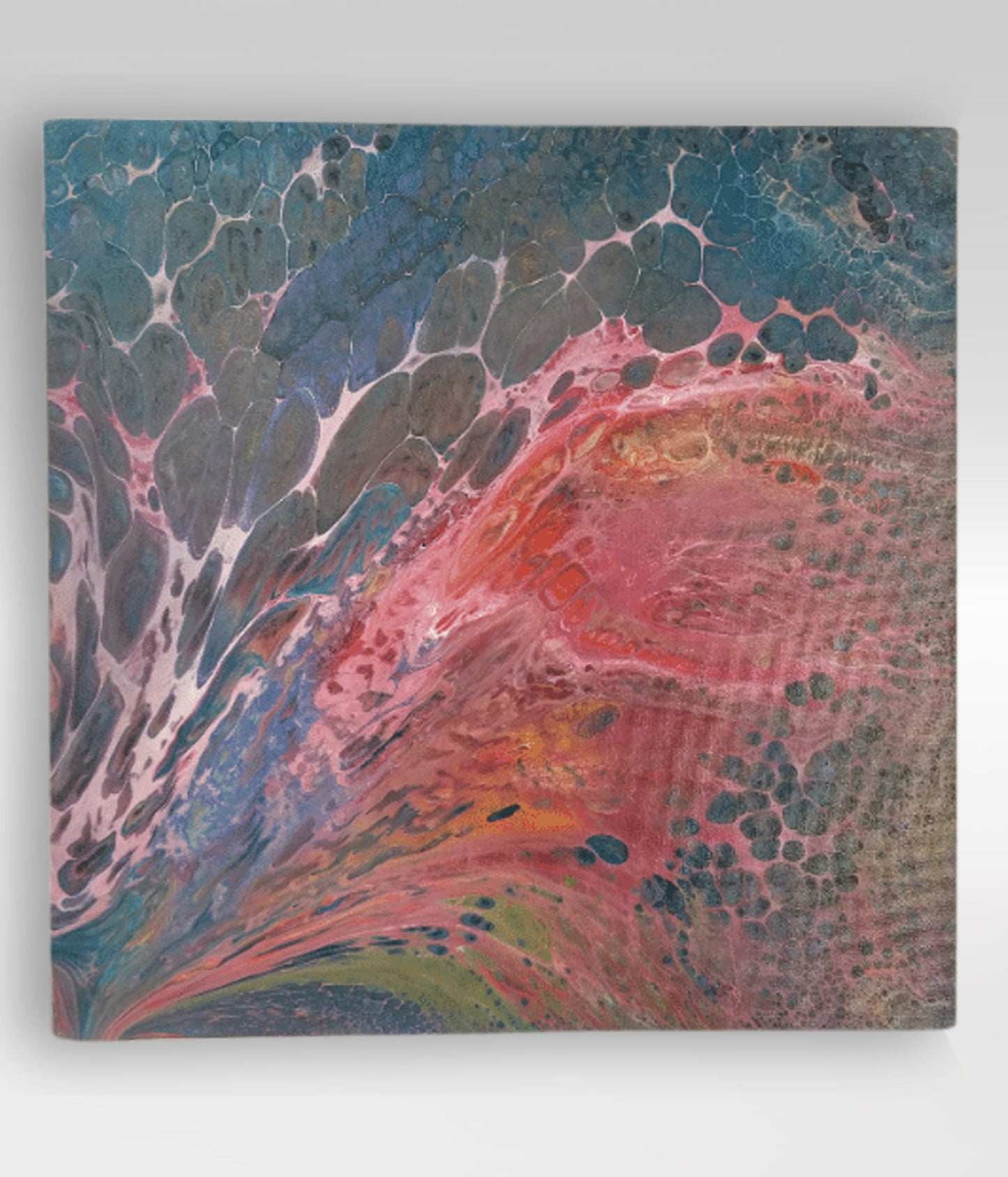Inside The Petal – 20 x 20 Acrylic Pour Painting On Canvas