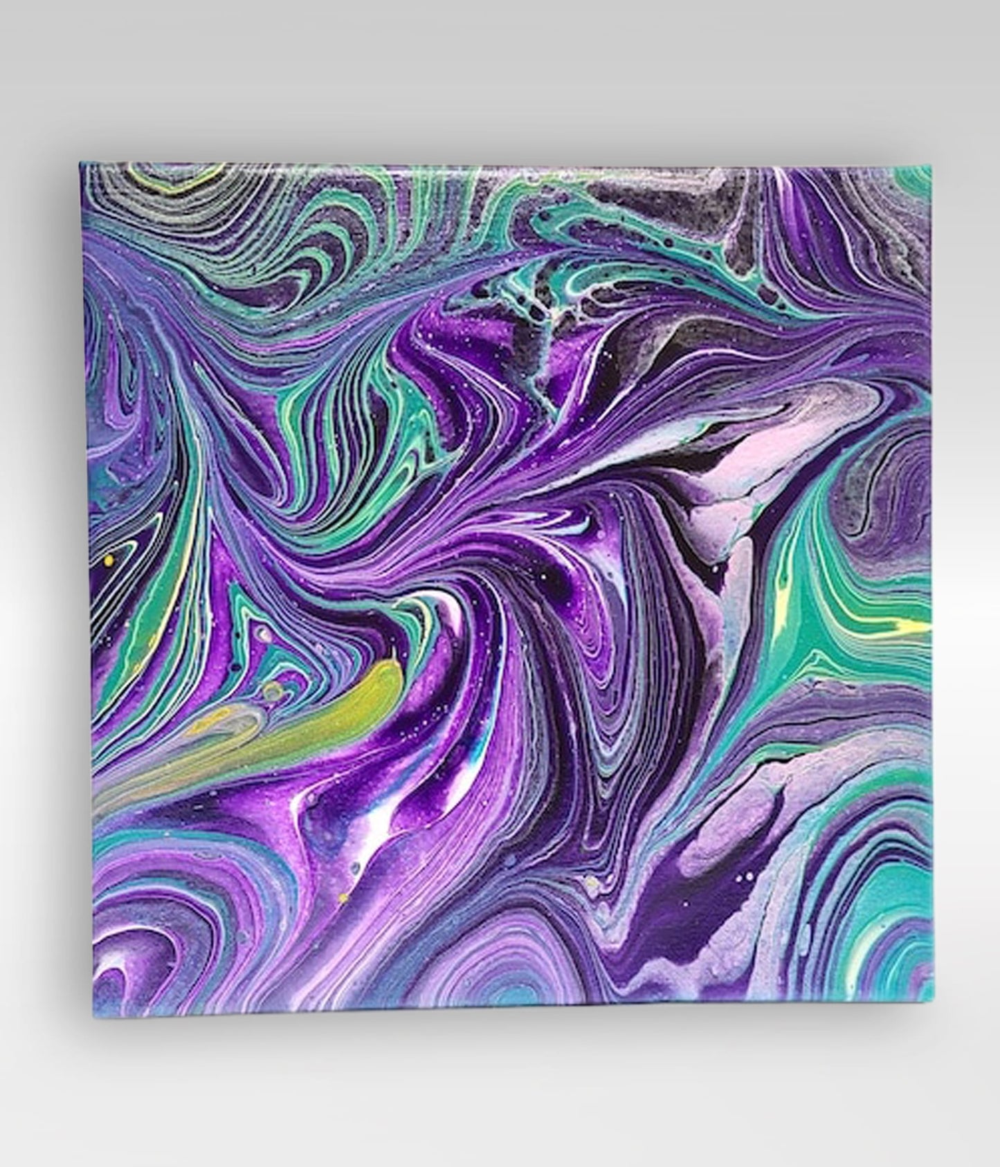 Purple Platy – 10 x 10 Acrylic Pour Painting On Canvas