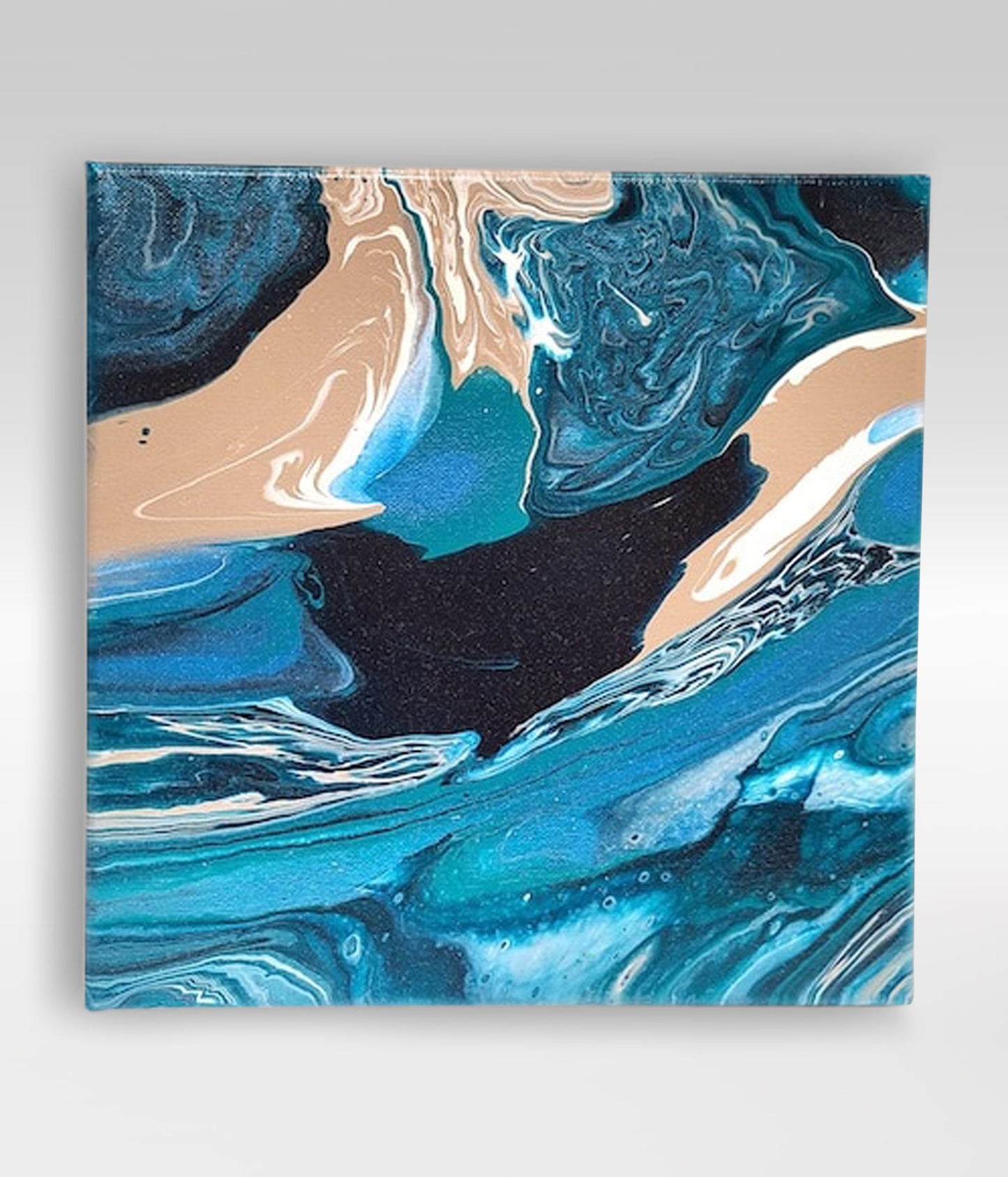River Shark – 10 x 10 Acrylic Pour Painting On Canvas
