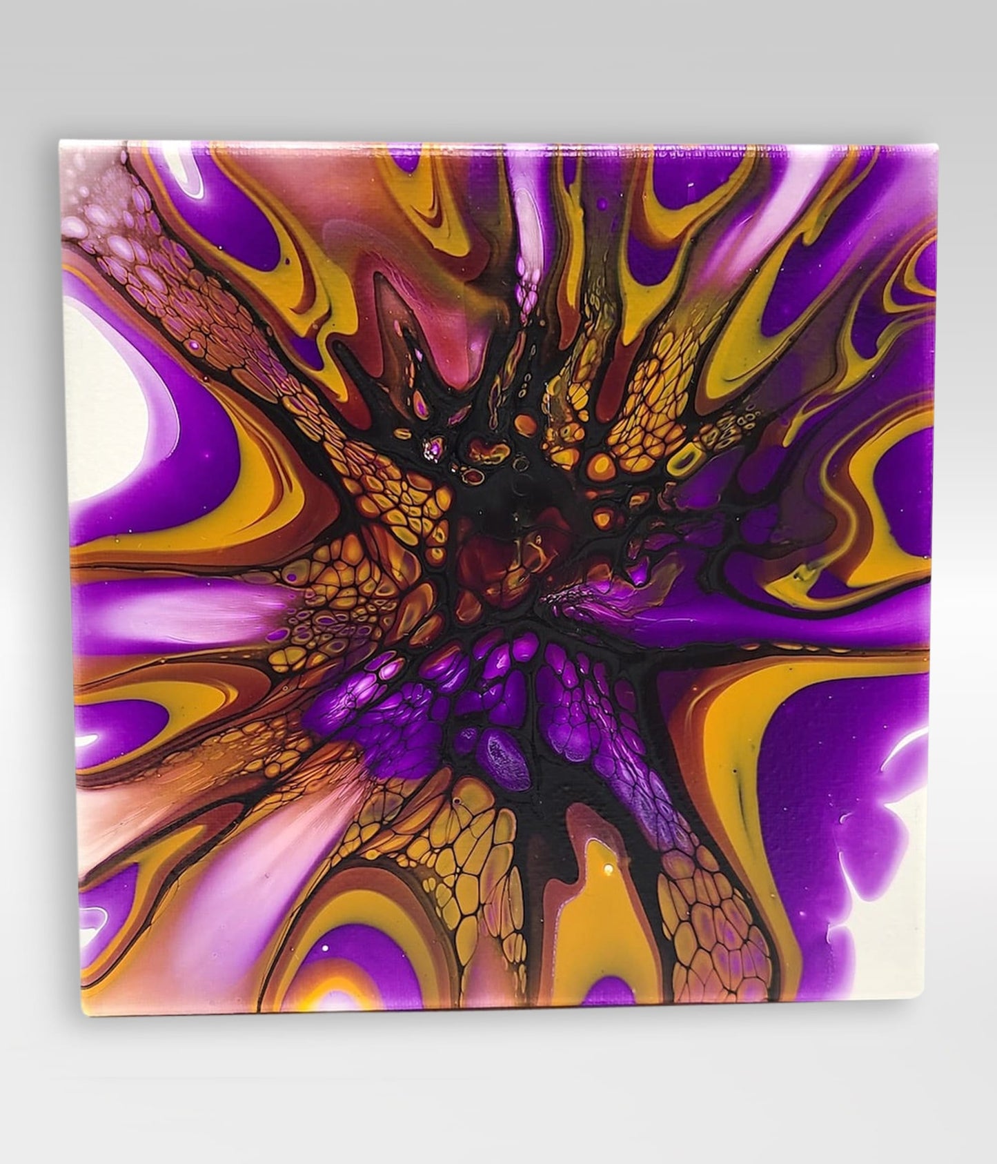 Royal Road – 8 x 8 Acrylic Pour Painting On Canvas