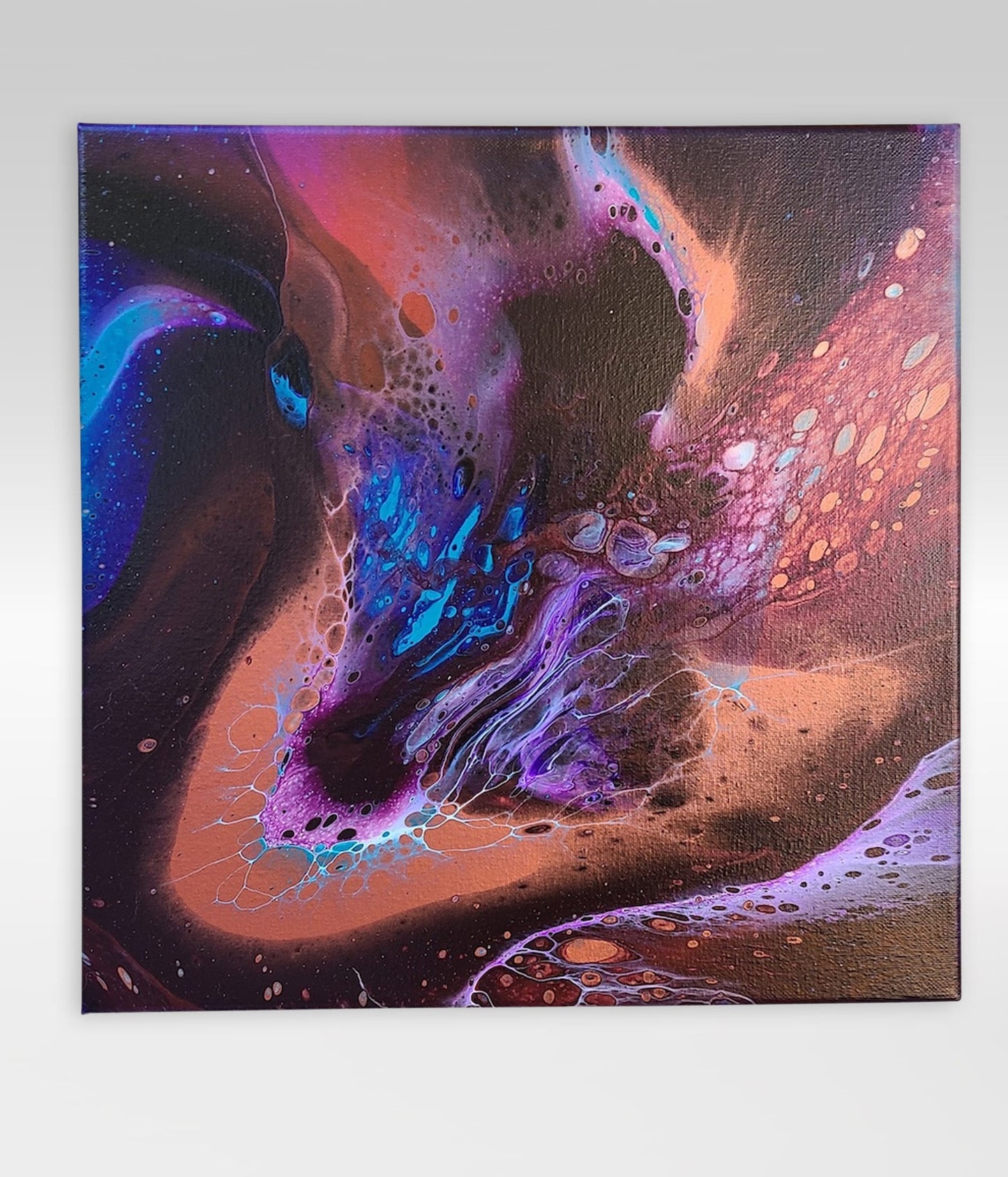 Shot Down – 14 x 14 Acrylic Pour Painting On Canvas