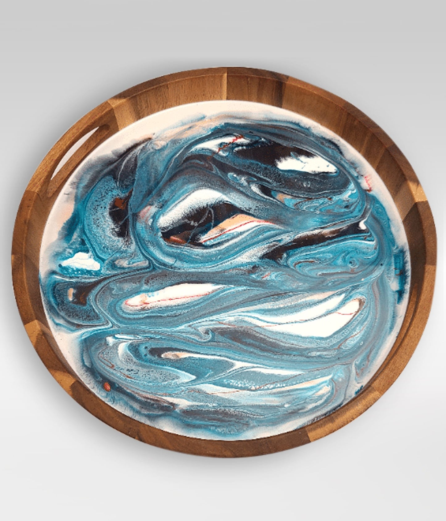 Stealth Fox Tray – Resin Painting On 15″ Wood Tray