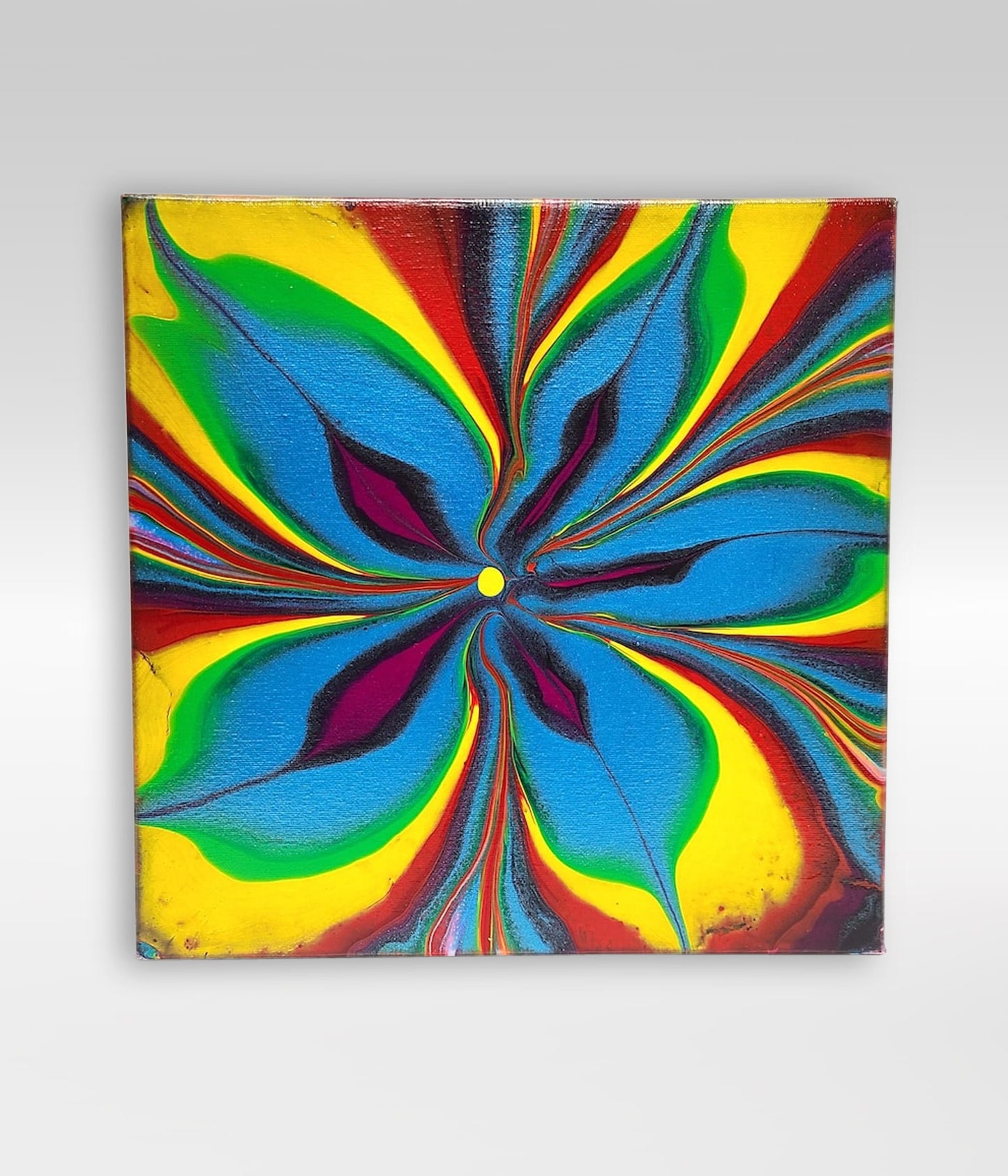 Summer Bloom – 12 x 12 Acrylic Pour Painting On Canvas