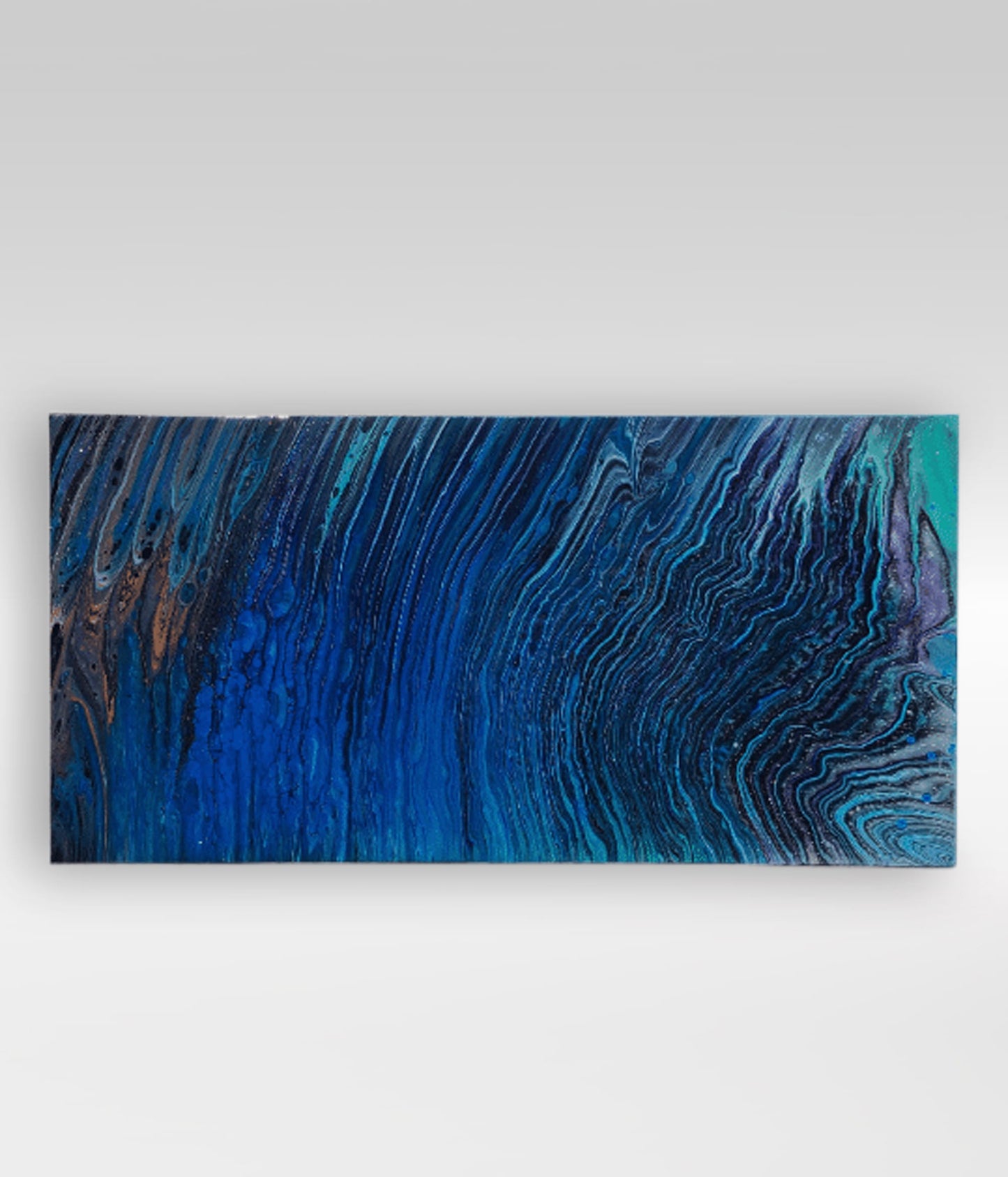 Bleeding Sea – 12 x 24 Acrylic Pour Painting With A Resin Top On MDF