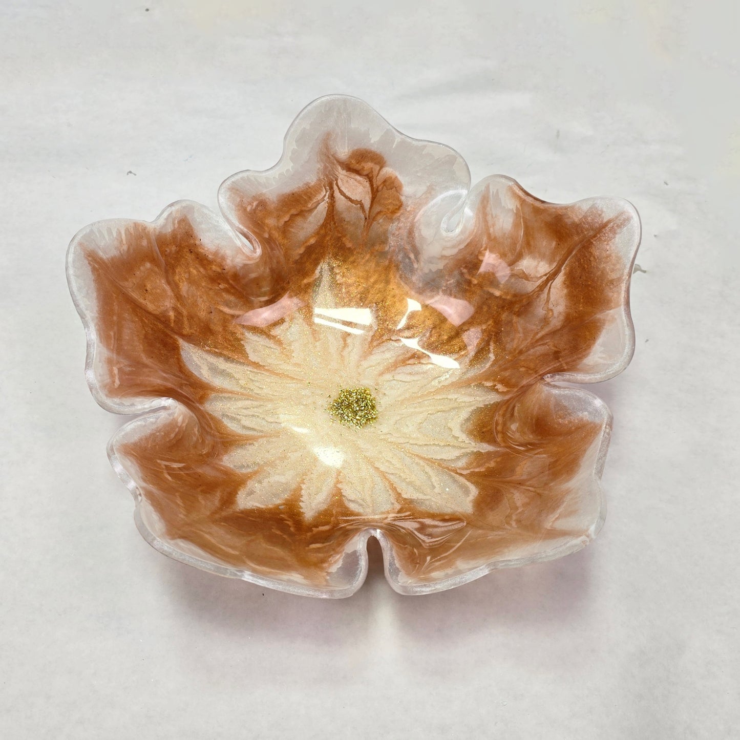 White Poinsettia Resin Bowl