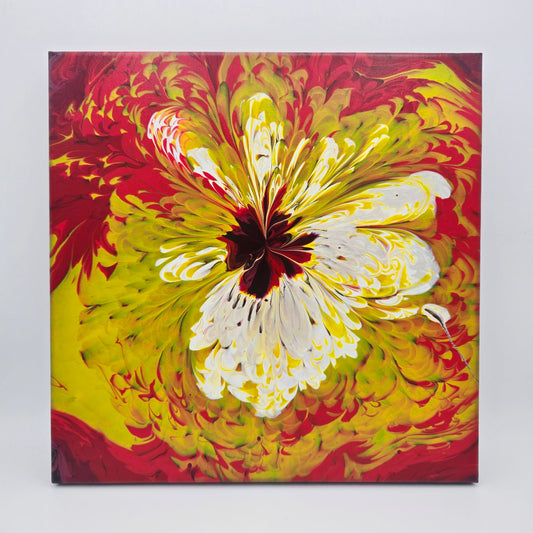 Freesia Bloom – 12 x 12 Acrylic Pour Painting On Canvas