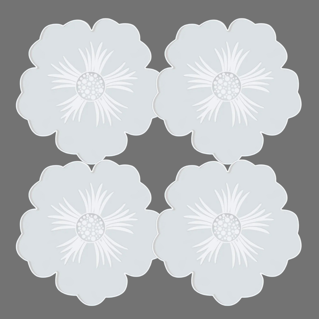 5" Textured Flower Silicone Coaster Molds - Set of 4