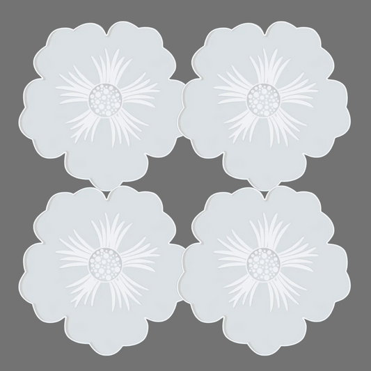 5" Textured Flower Silicone Coaster Molds - Set of 4