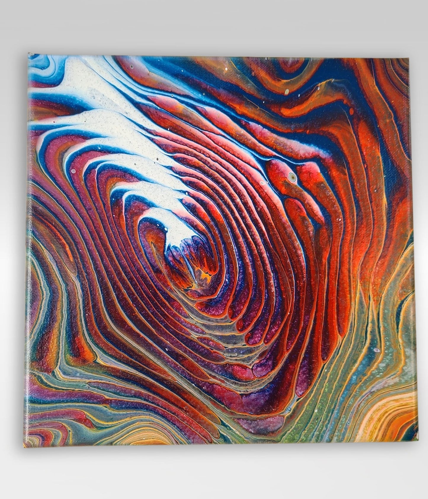 Bug In A Rug – 10 x 10 Acrylic Pour Painting On Canvas