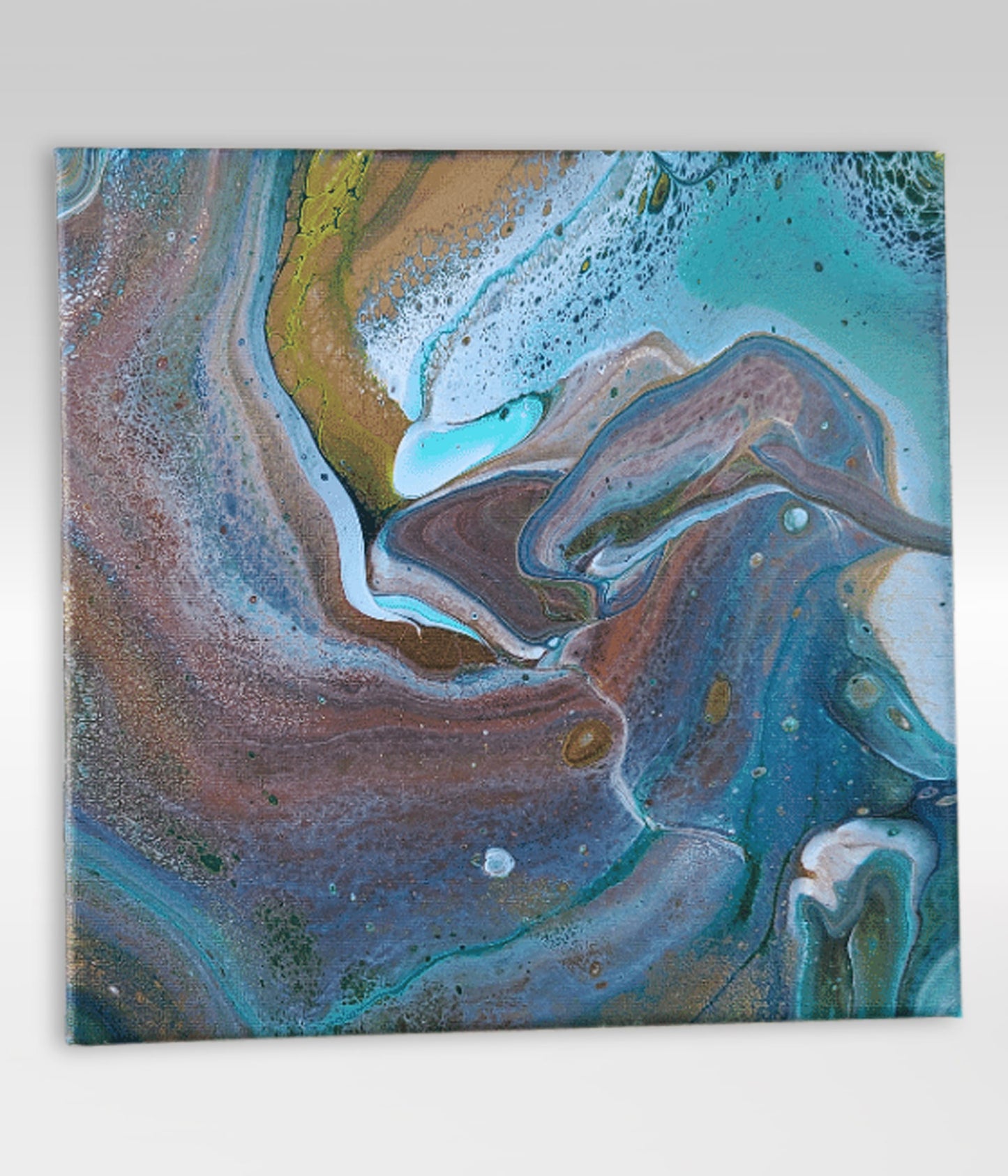 Beneath The Mantle – 10 x 10 Acrylic Pour Painting On Canvas