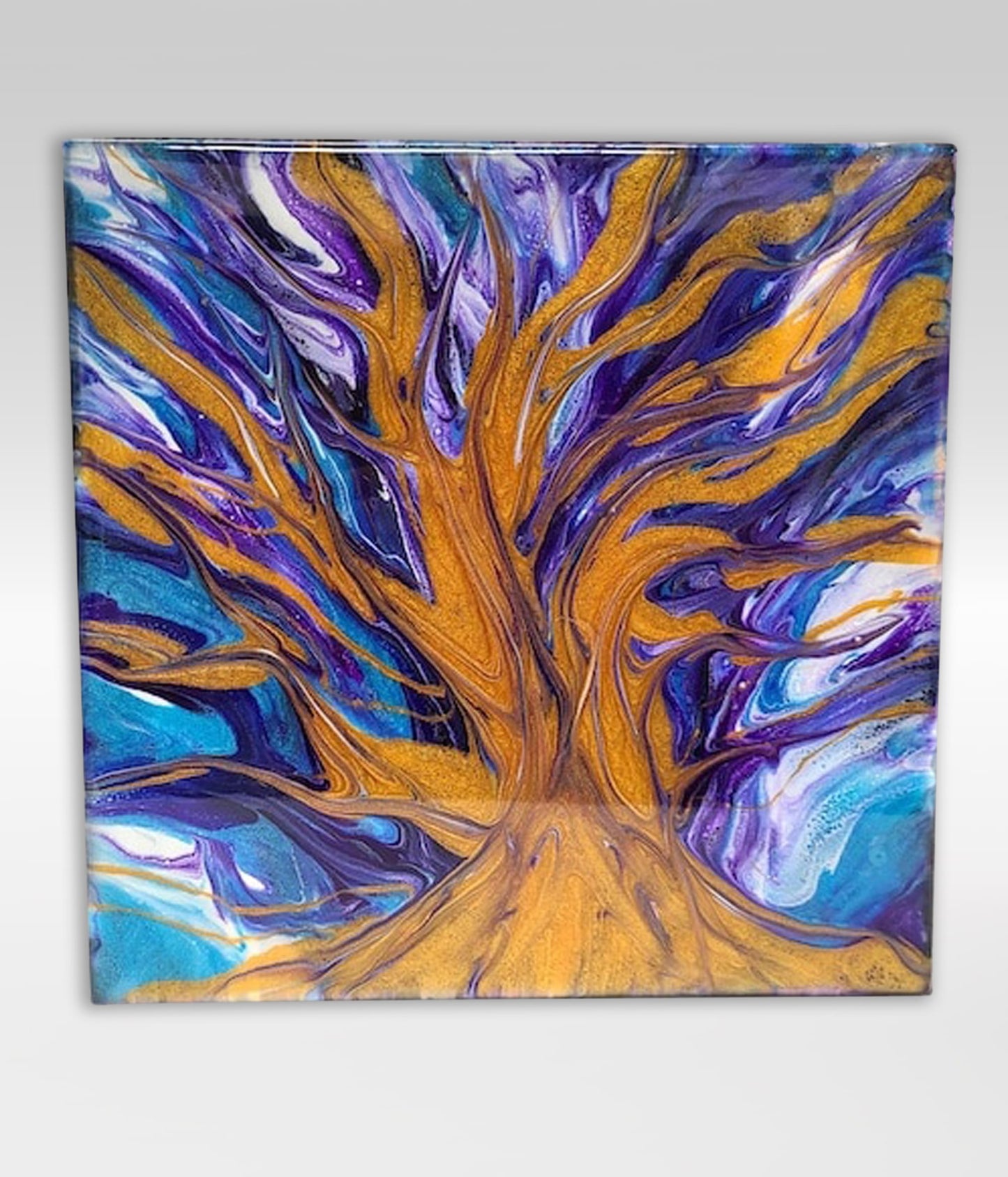 Flaming Bush – 10 x 10 Resin Painting On Canvas