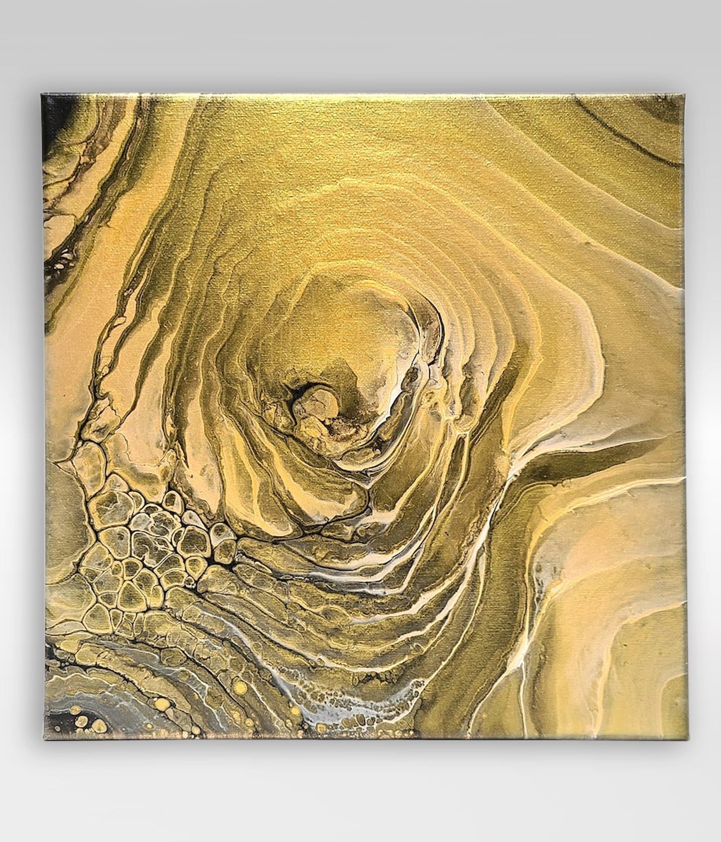 Golden Opportunity – 12 x 12 Acrylic Pour Painting On Canvas