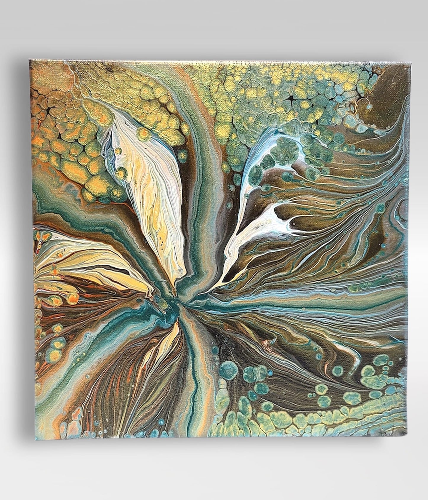 Kelp Swimmer – 12 x 12 Acrylic Pour Painting On Canvas