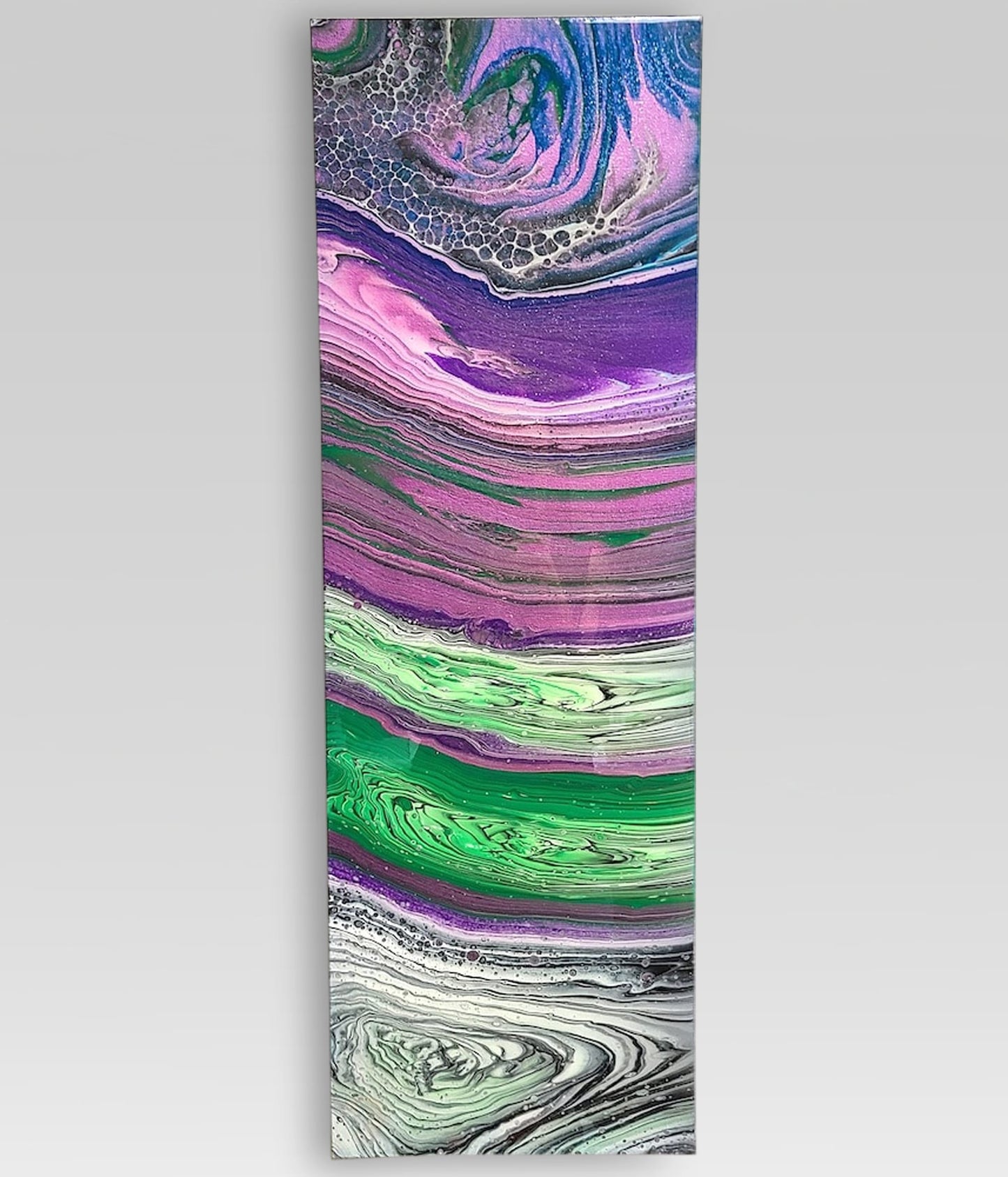 Laughing Cave – 12 x 36 Acrylic Pour Painting With Resin Top On Canvas