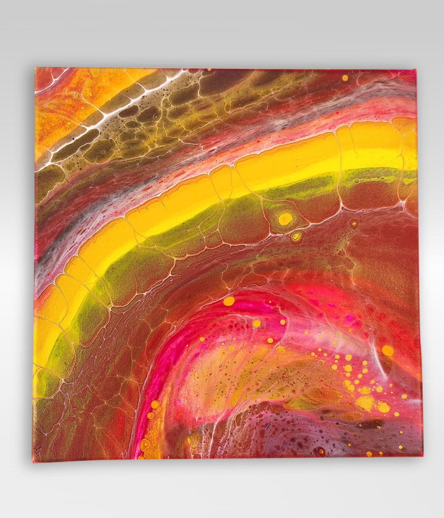 Magma Core – 10 x 10 Acrylic Pour Painting On Canvas