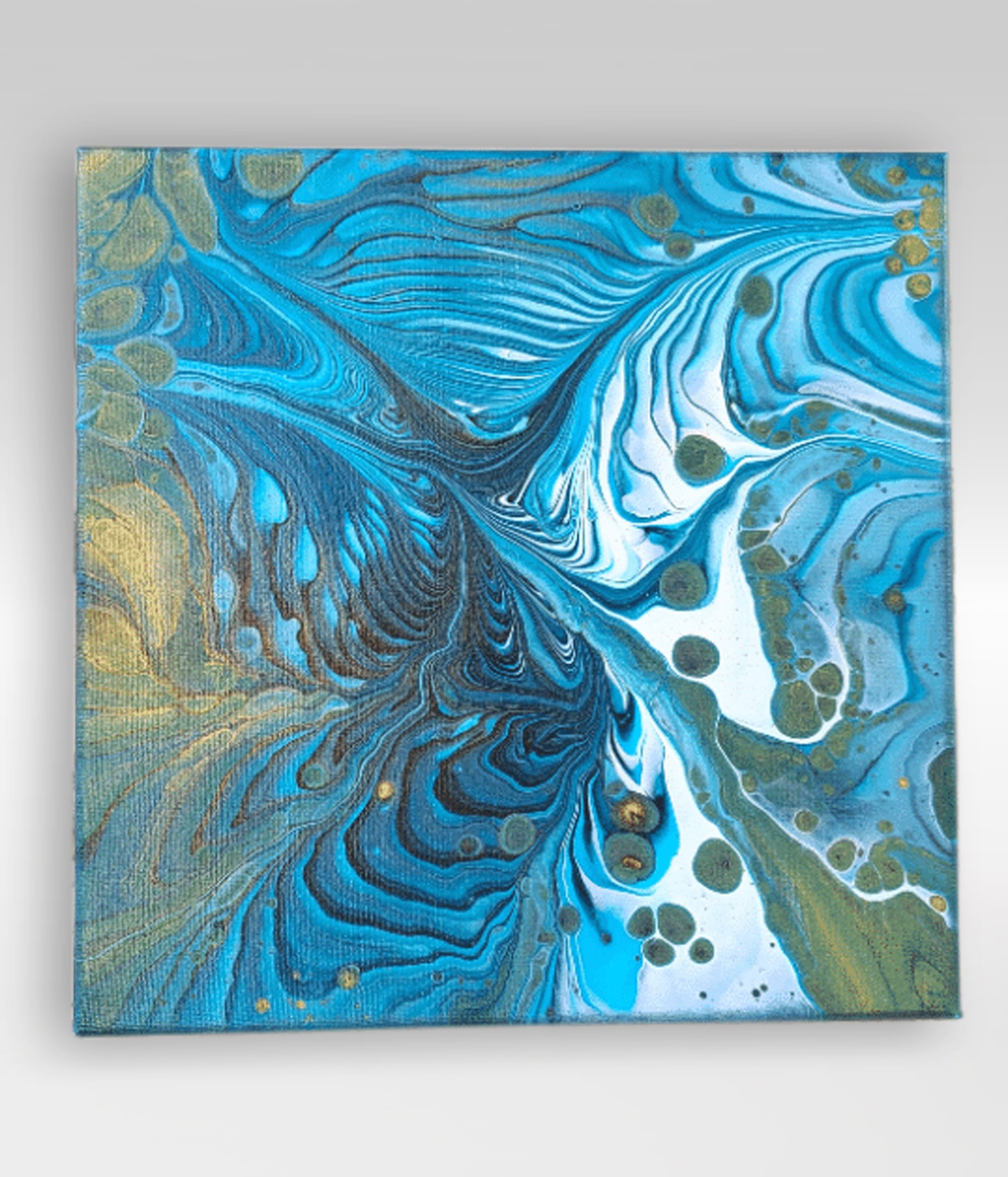 Mariana Trench – 10 x 10 Acrylic Pour Painting On Canvas – Mixed Media Girl