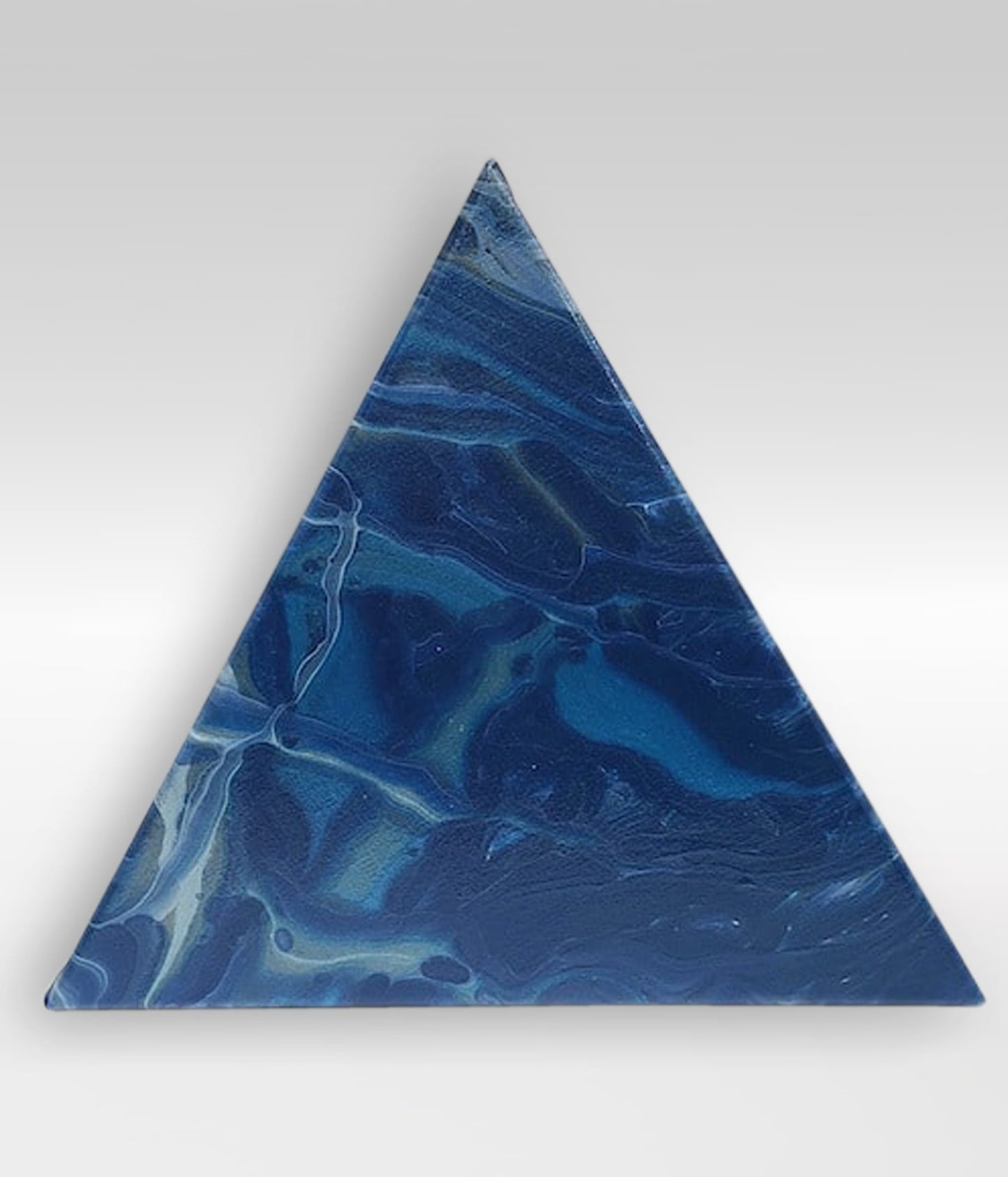 Moment Of Clarity – 12″ Triangle Canvas Acrylic Pour Painting