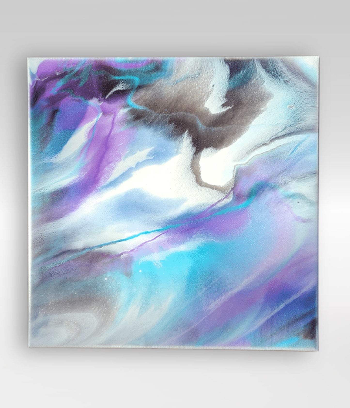 Negative Descent – 14 x 14 Resin Painting On Canvas