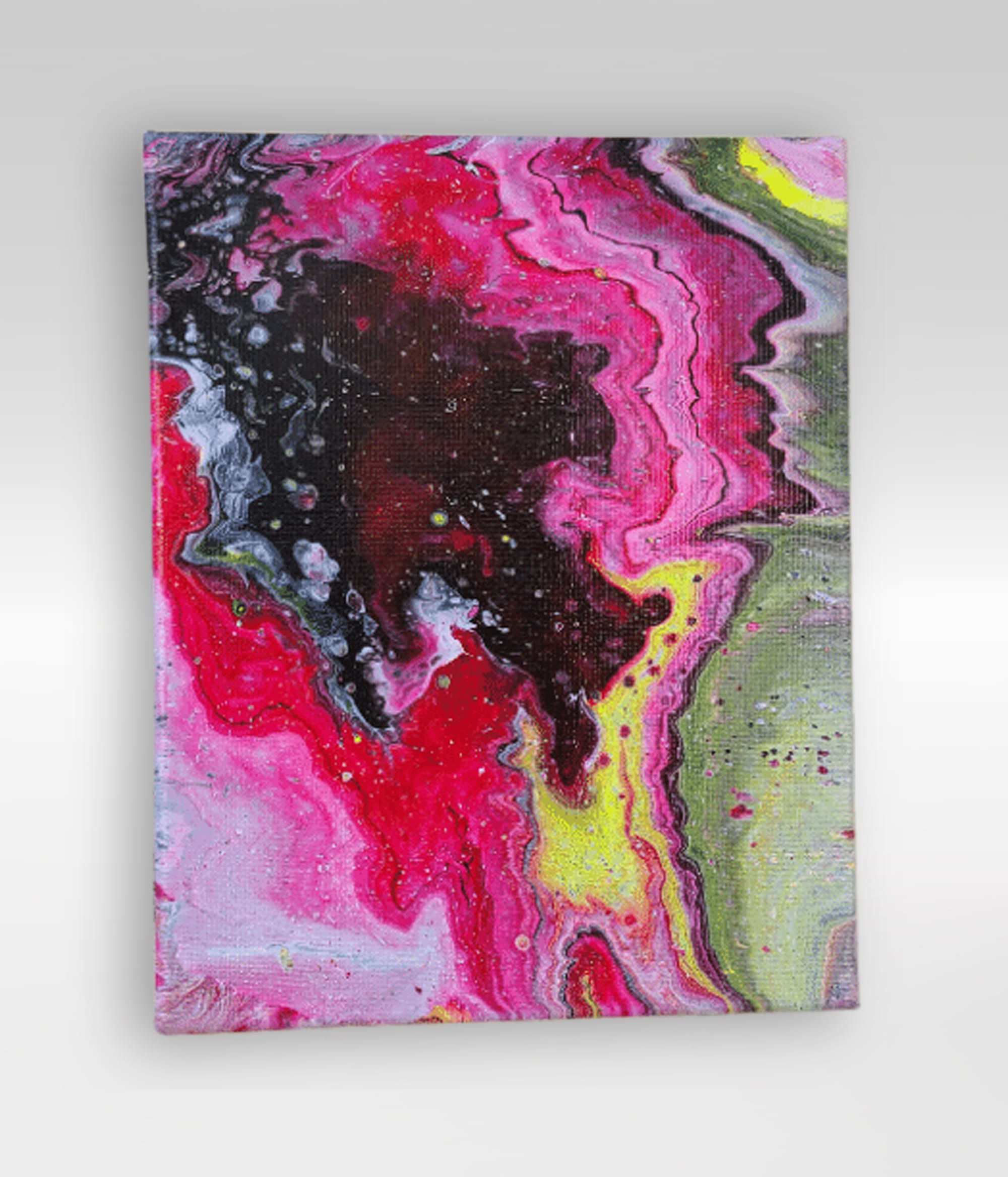 Pig Whistle – 8 x 10 Acrylic Pour Painting On Canvas – Mixed Media Girl