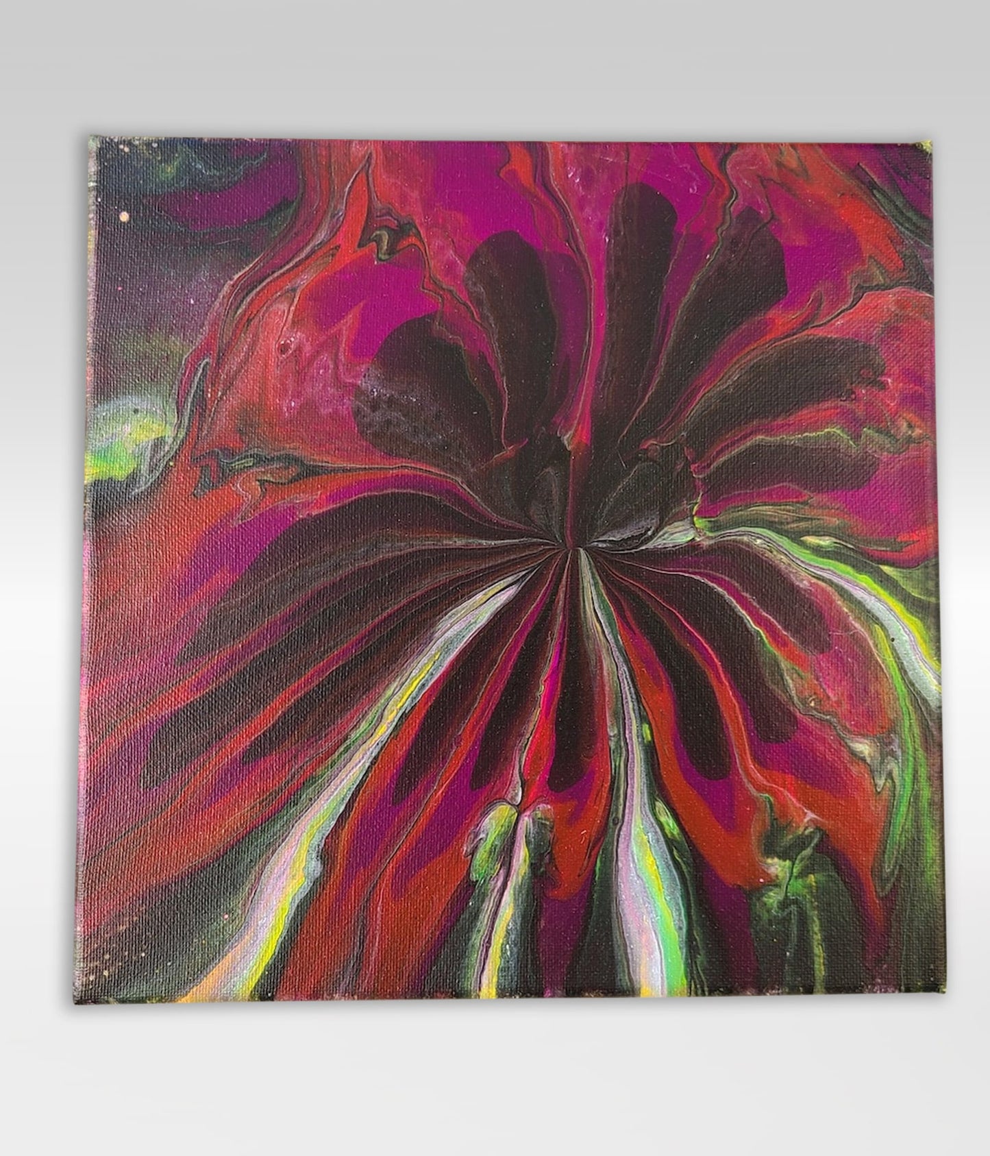 Requiem Flower – 10 x 10 Acrylic Pour Painting On Canvas
