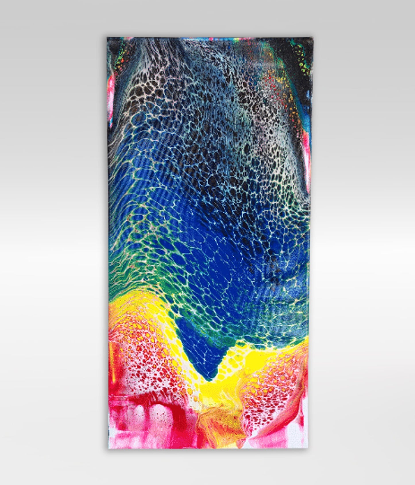 Rainbow Tornado – 10 x 20 Acrylic Pour Painting On Canvas