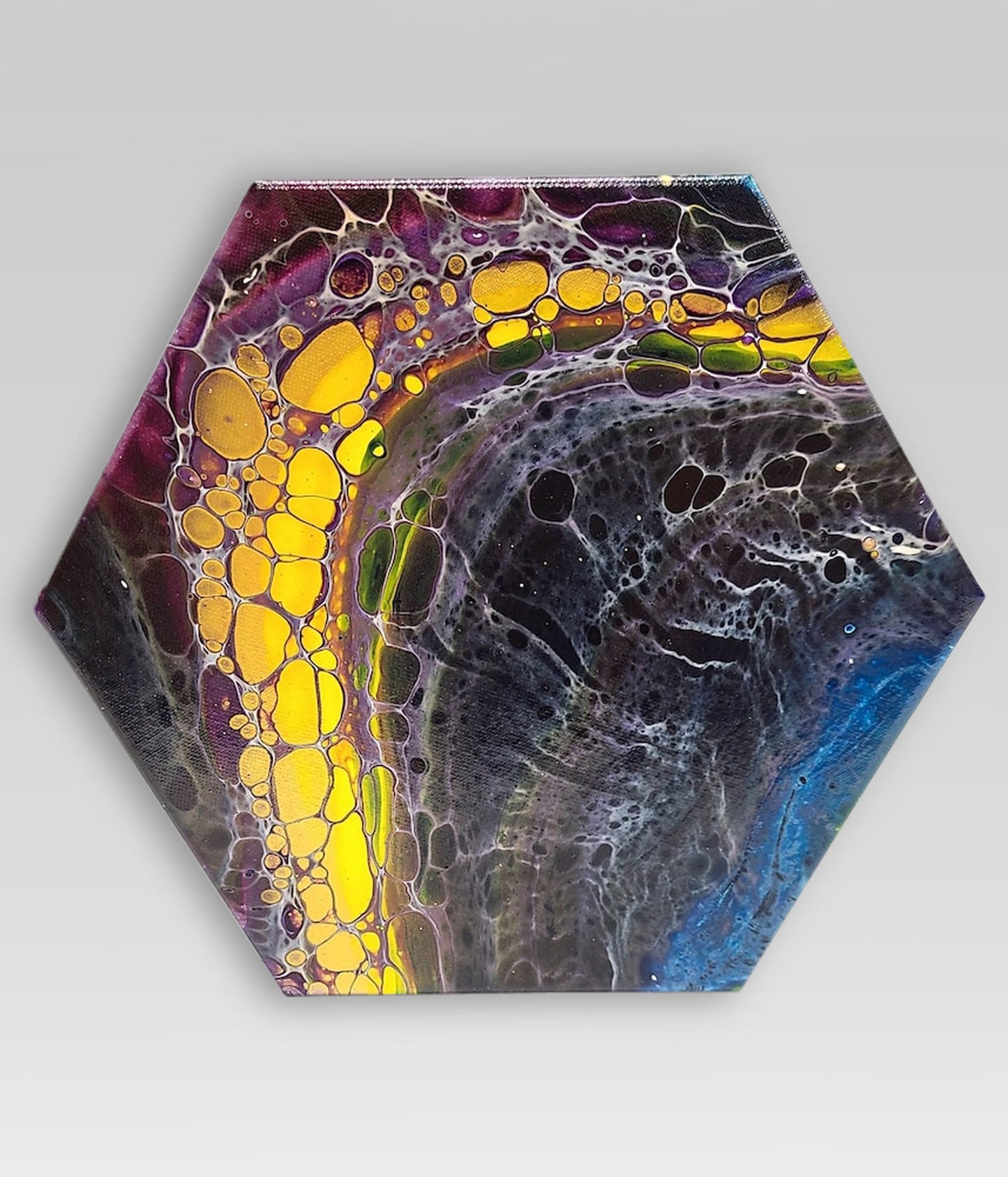 Tiger Eye – 10 x 12 Acrylic Pour Painting On Hexagon Canvas