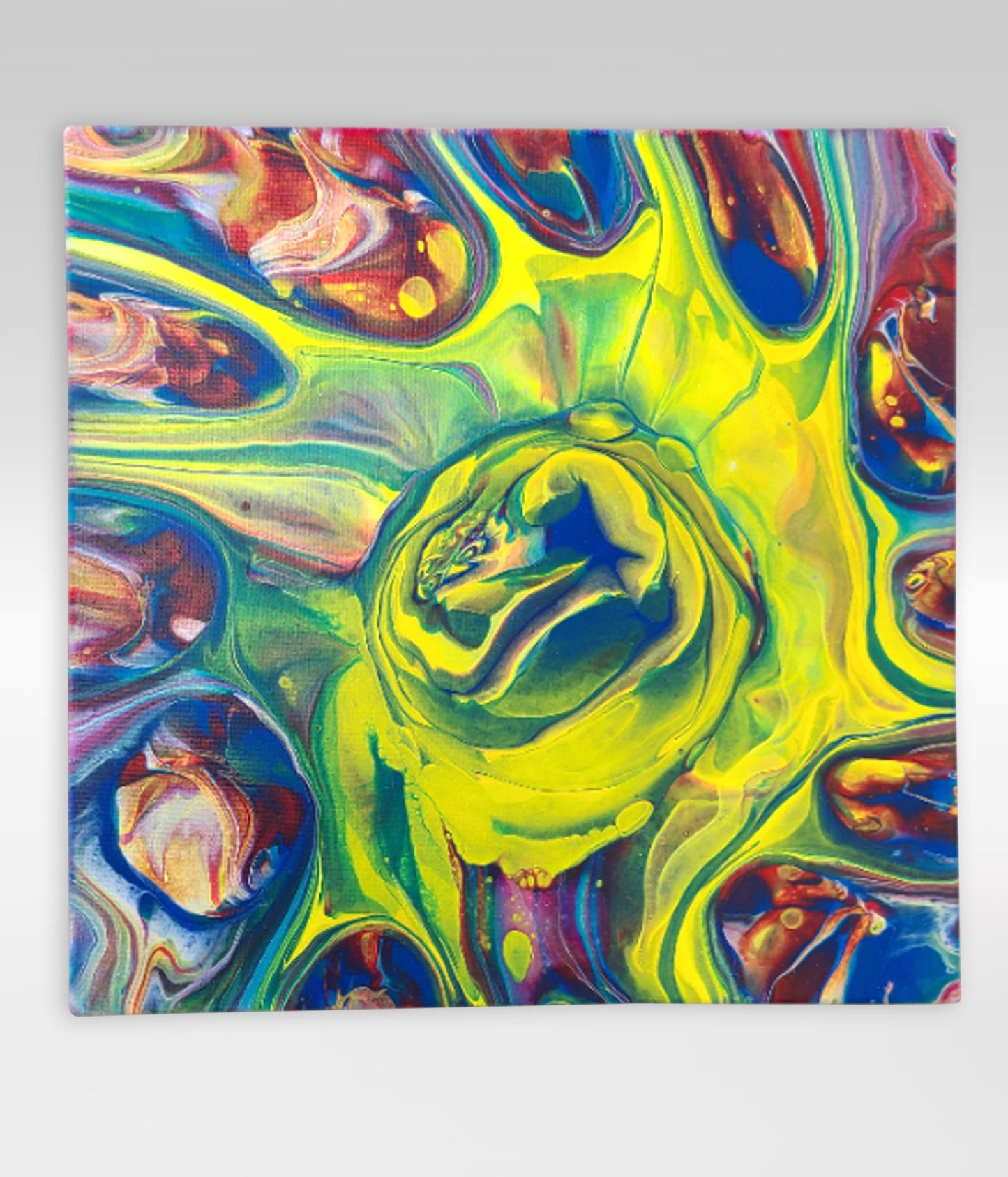 Trick Rose – 12 x 12 Acrylic Pour Painting On Canvas