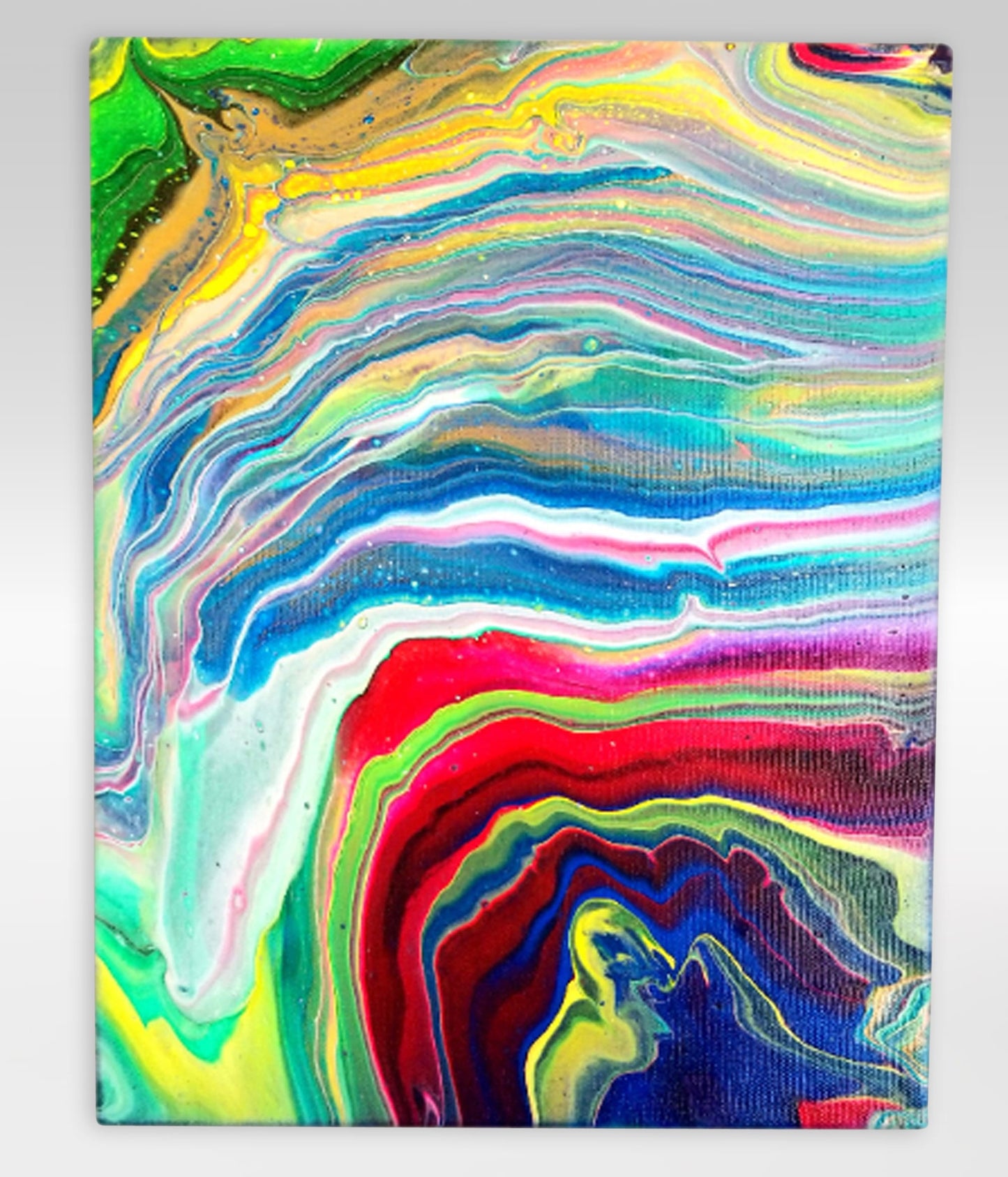 Turtle Hunt – 11 x 14 Acrylic Pour On Canvas